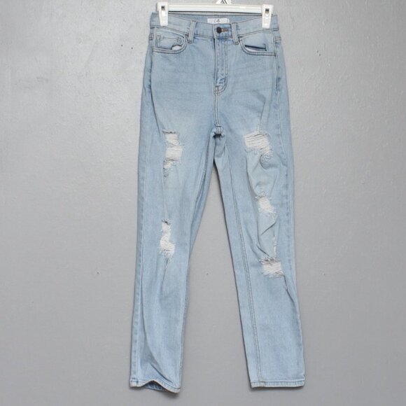 Cello light wash distressed high rise mom jeans - Picture 1 of 6